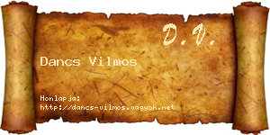 Dancs Vilmos névjegykártya